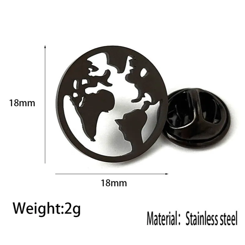 World Map Brooch Pin