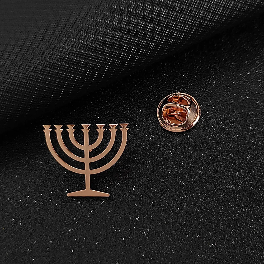 Jewish Menorah Men’s Brooch | Gold Silver Suit Lapel Pin, Hanukkah Wedding Groomsmen Gift, Jewish Shirt Accessory, Menorah Pin for Him