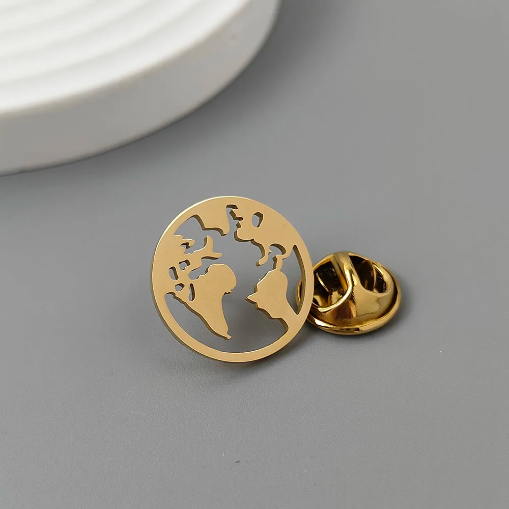 World Map Brooch Pin