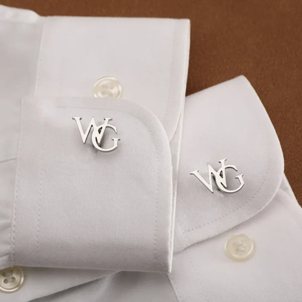 Custom Initials Cufflinks with Wooden Box