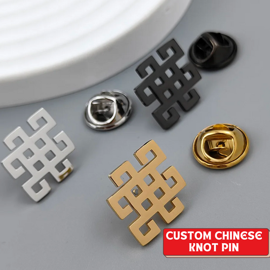 Chinese Knot Brooch Pin, Traditional Red Knot Lapel Pin, Symbol of Luck & Unity, Feng Shui Jewelry