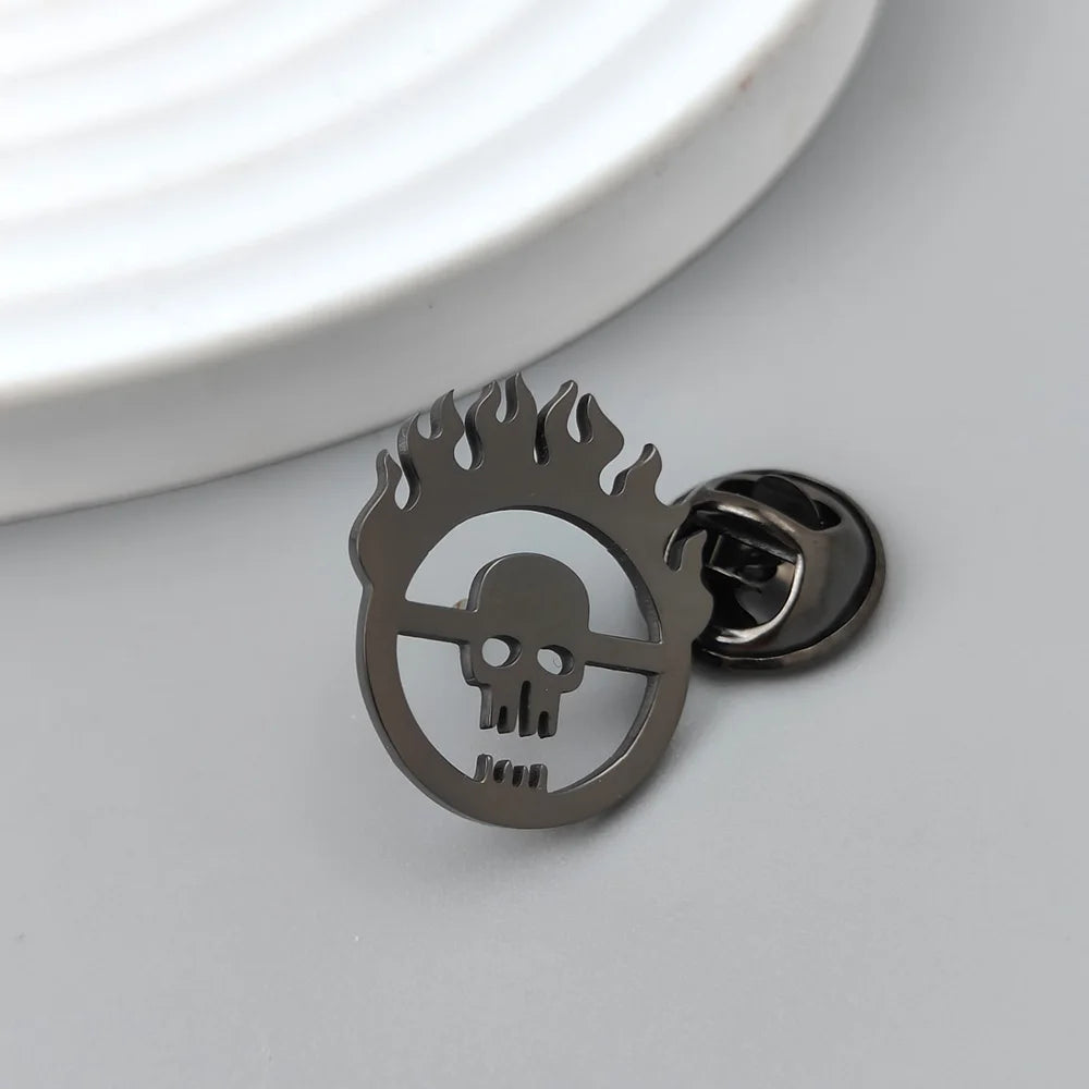Flame Skull Lapel Pin
