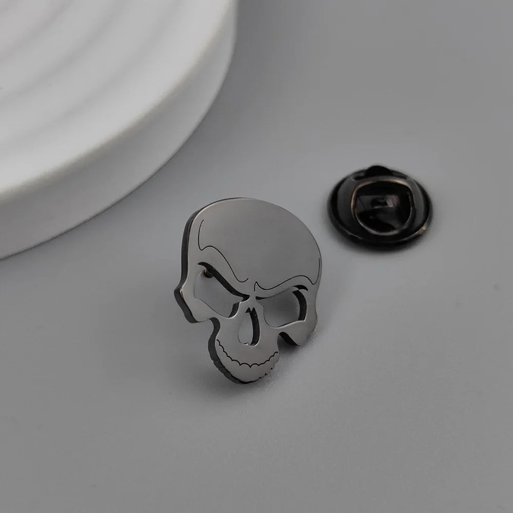 Skeleton Pattern Skull Brooch