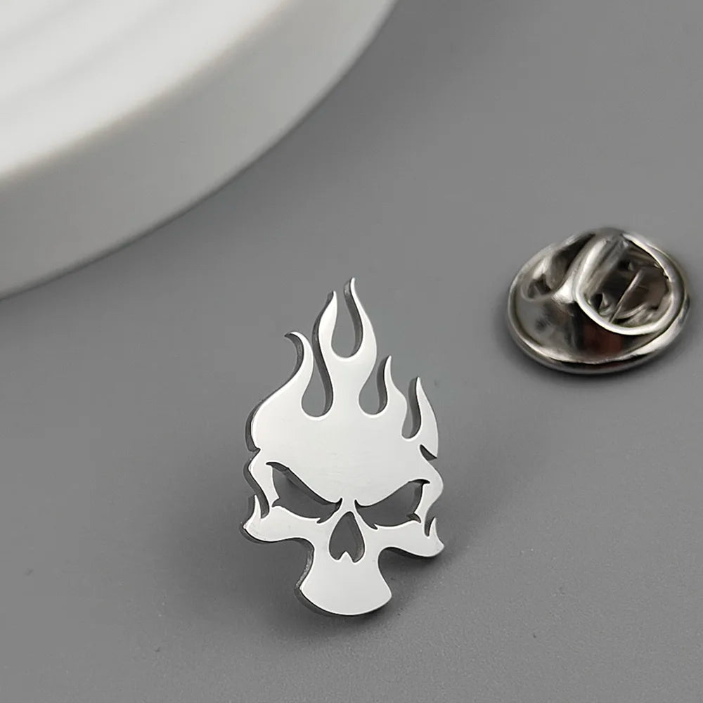 Flame Skull Men's Lapel Pin