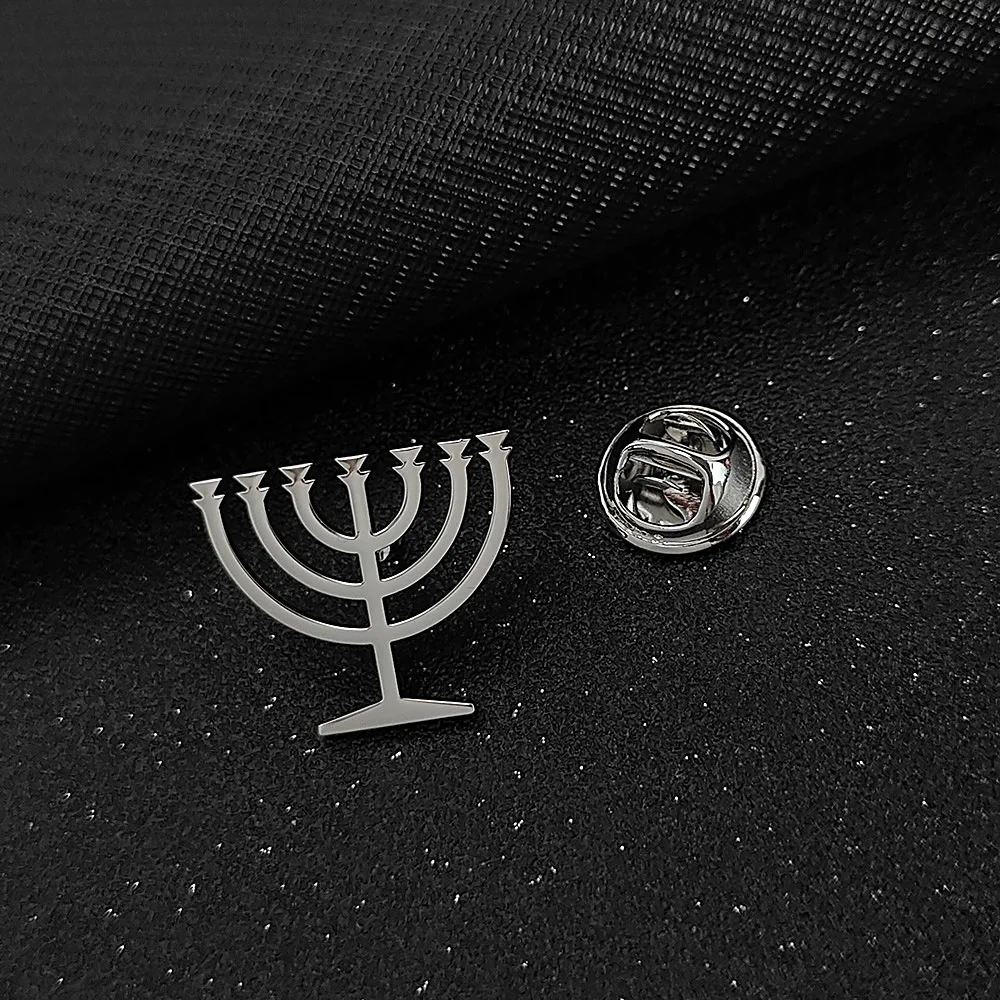 Jewish Menorah Men’s Brooch | Gold Silver Suit Lapel Pin, Hanukkah Wedding Groomsmen Gift, Jewish Shirt Accessory, Menorah Pin for Him