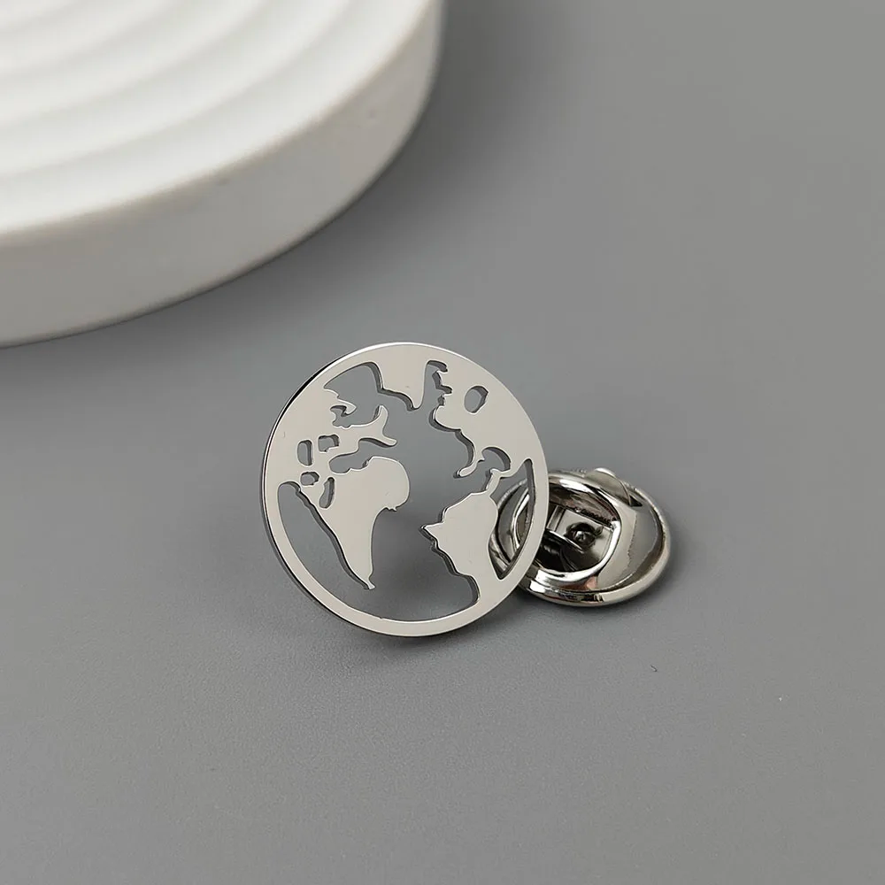 World Map Brooch Pin