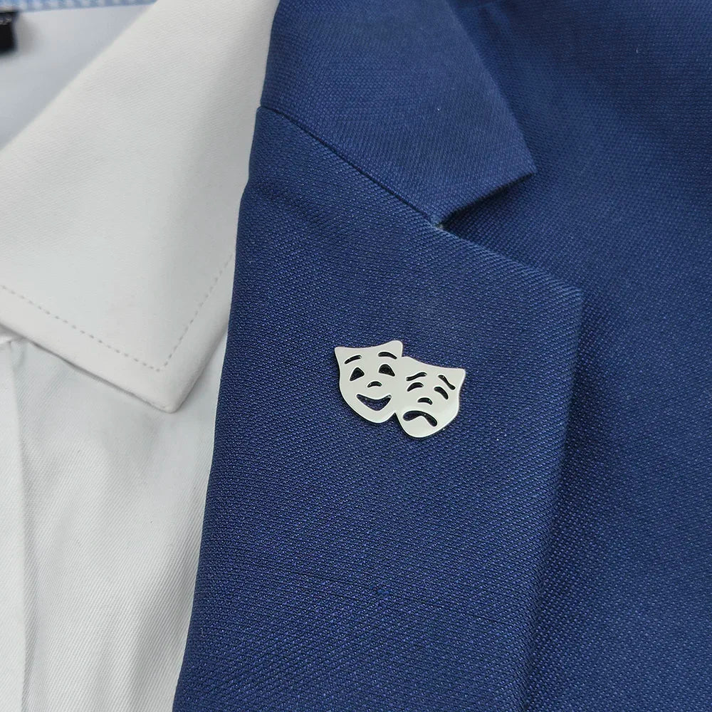 Comedy Tragedy Mask Brooch Pin