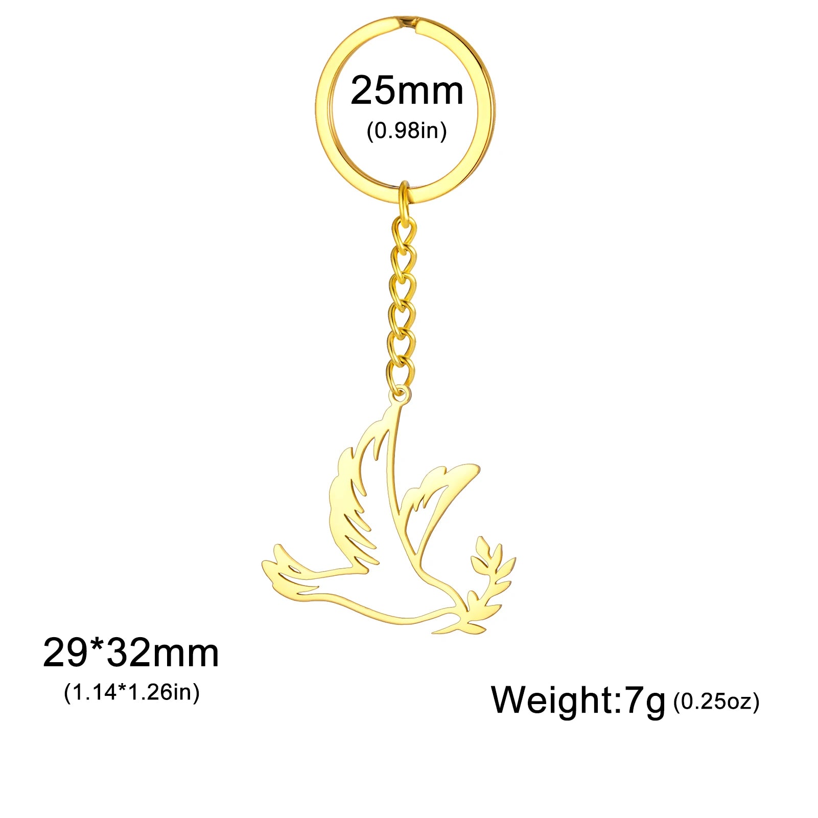 Gold earring with measurements and weight details on a white background