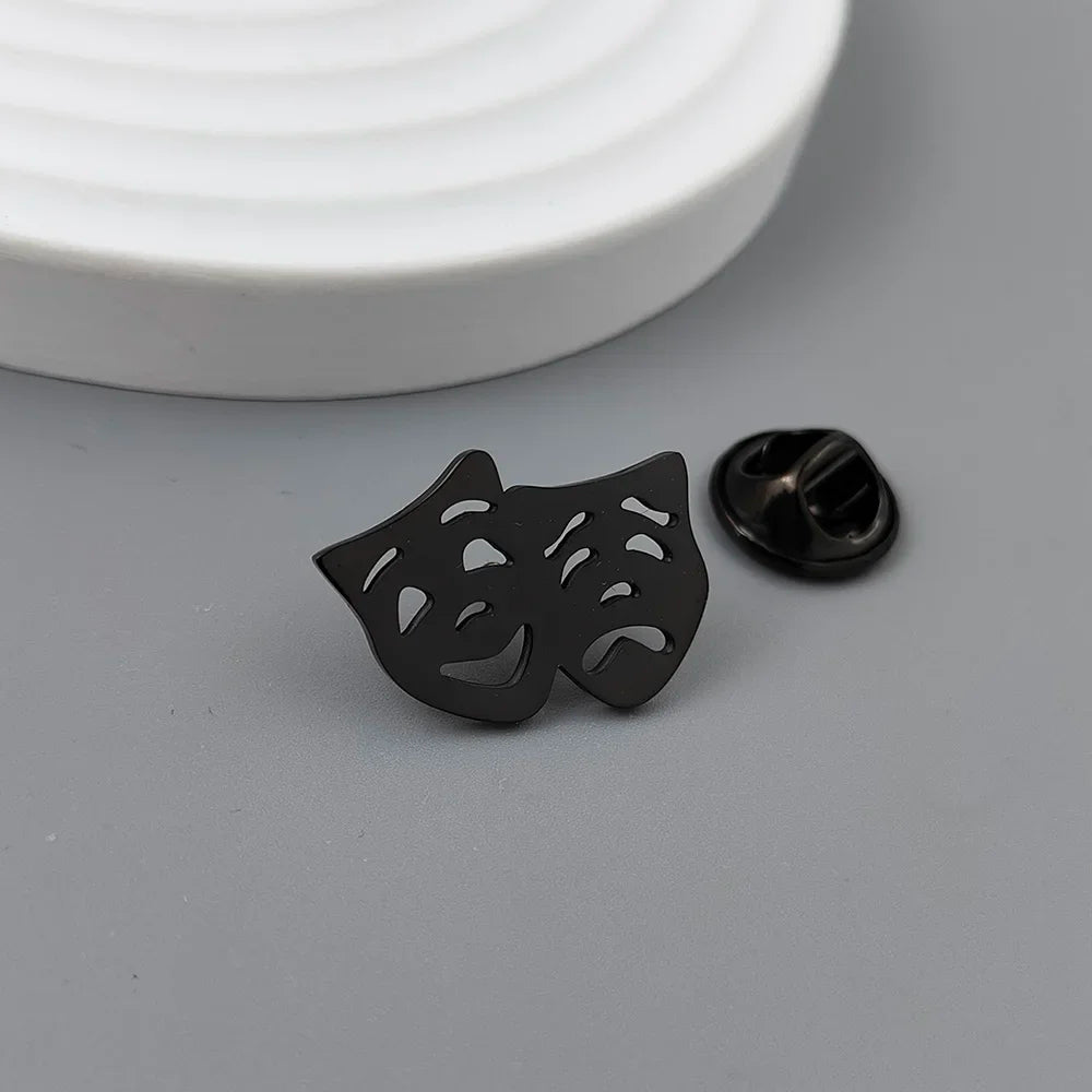 Comedy Tragedy Mask Brooch Pin