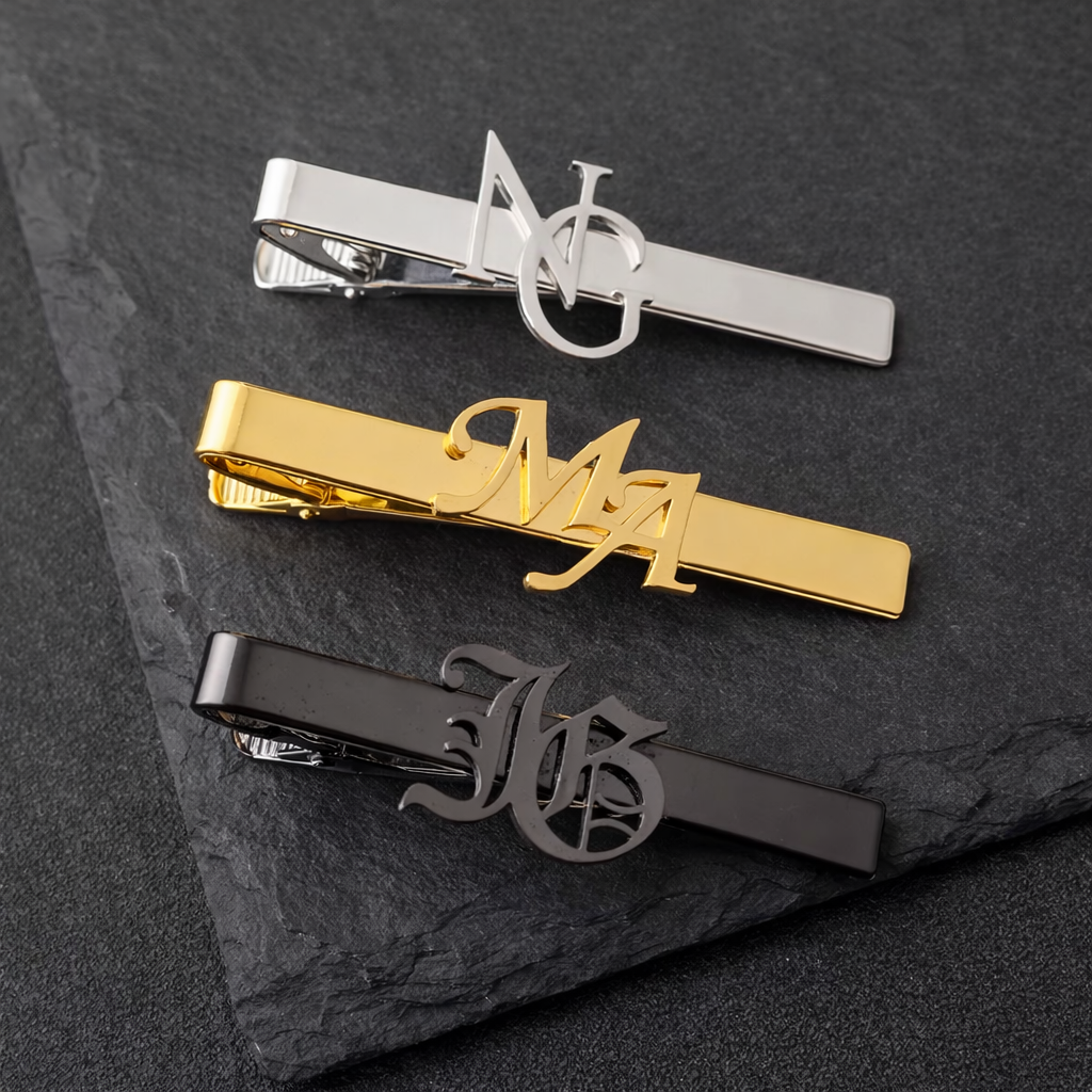 Custom Name Initials Tie Clips