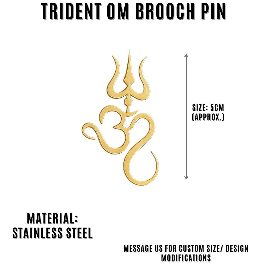 Trident Om Brooch Pin