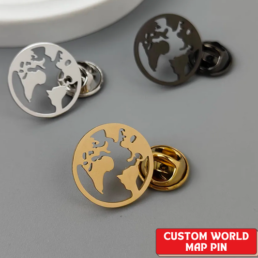 World Map Brooch Pin