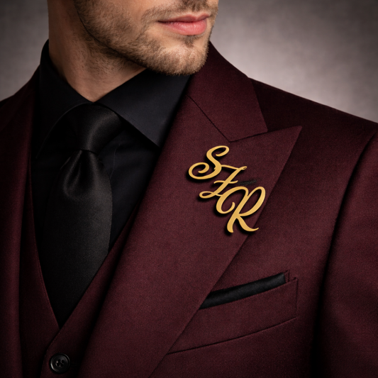 Personalized Initial Name Lapel Pin for Groomsmen – Stainless Steel Custom Brooch for Men, Wedding Party Gift