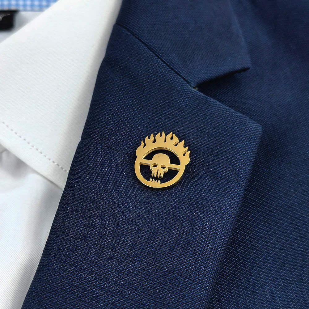 Flame Skull Lapel Pin