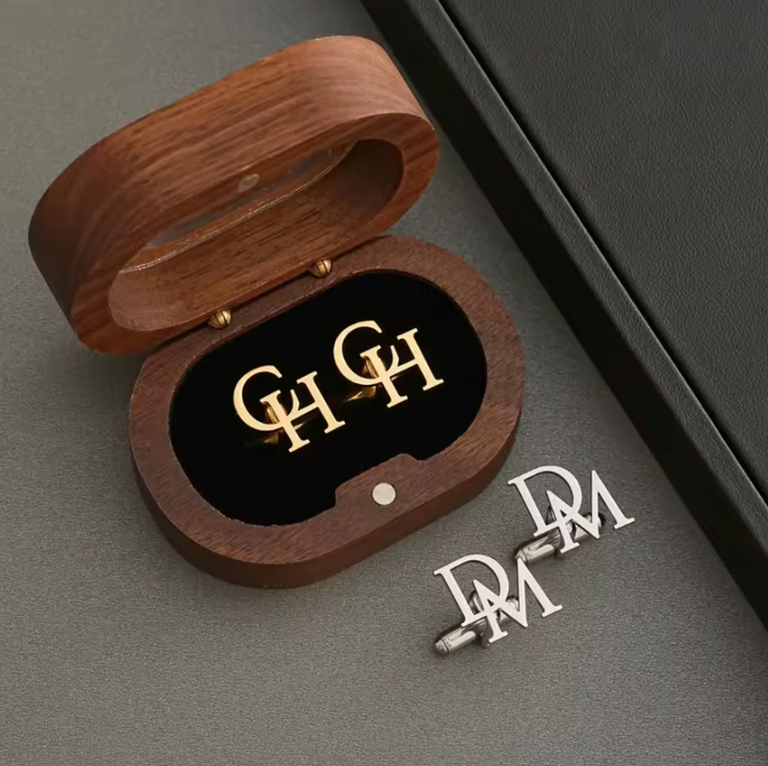Custom Initials Cufflinks – Personalized Name Initial Cufflinks for Men | Business, Wedding and Groomsmen Gifts