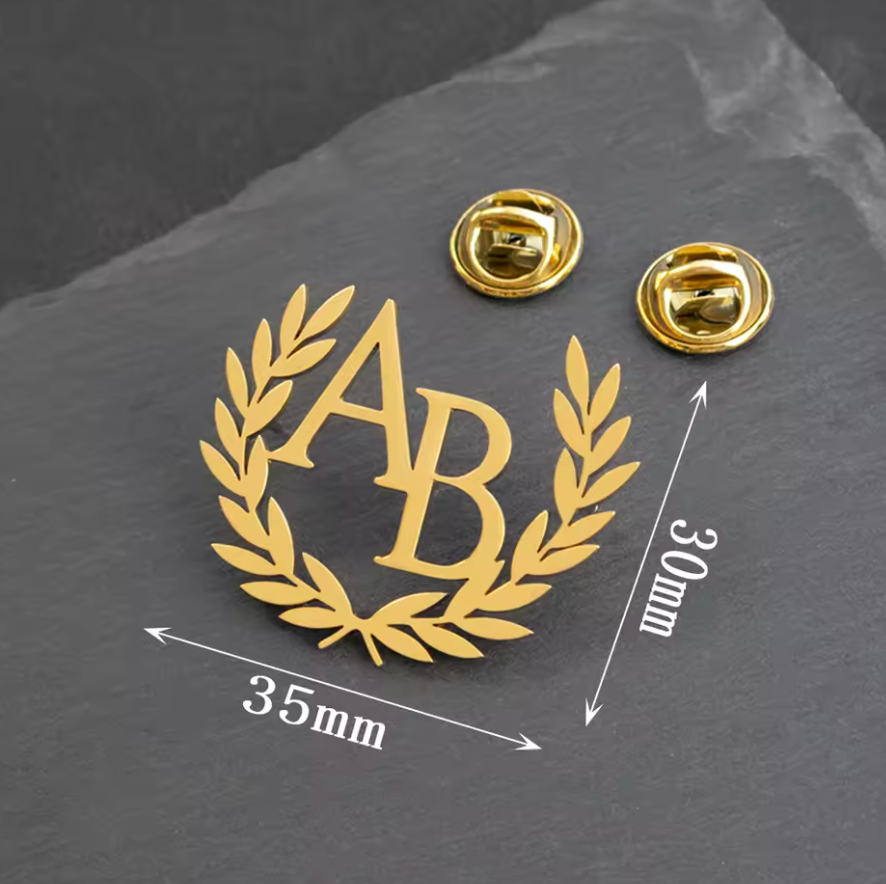 Personalized Olive Branch Initials Lapel Pin