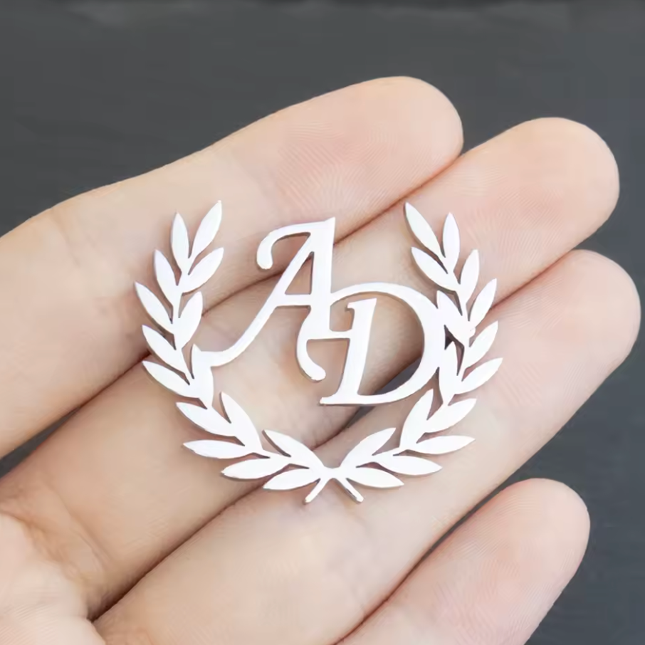 Personalized Olive Branch Initials Lapel Pin