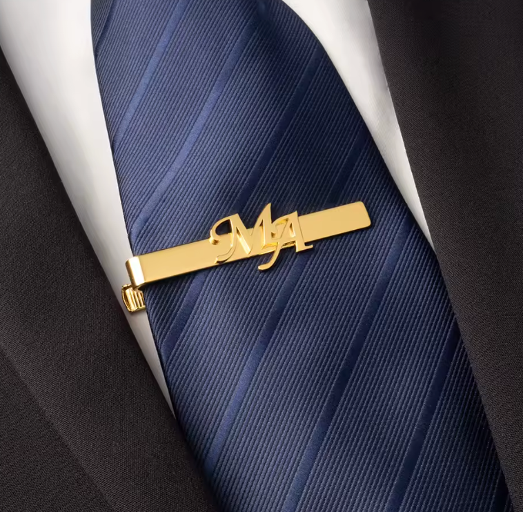 Custom Name Initials Tie Clips