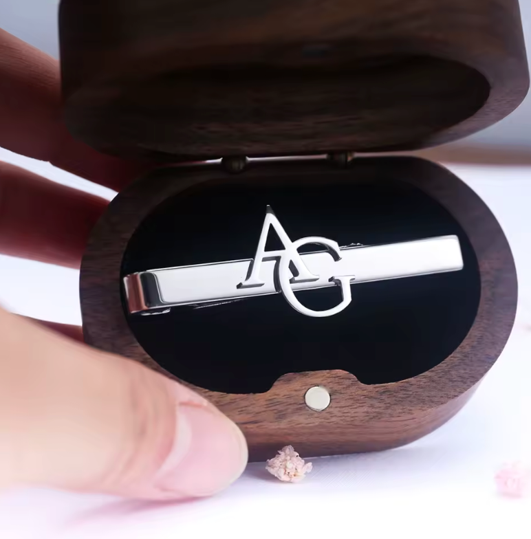 Custom Name Initials Tie Clips