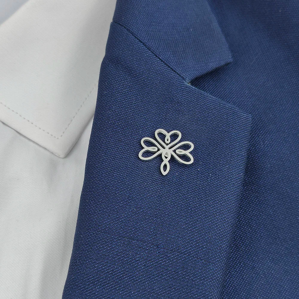 Three-Leaf Love Heart Brooch Pin