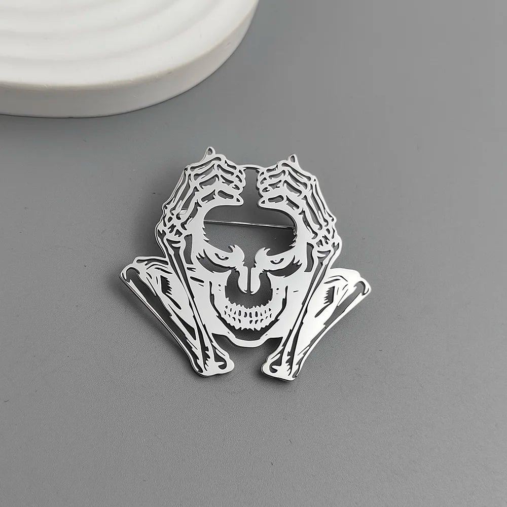 Distressed Skull Brooch