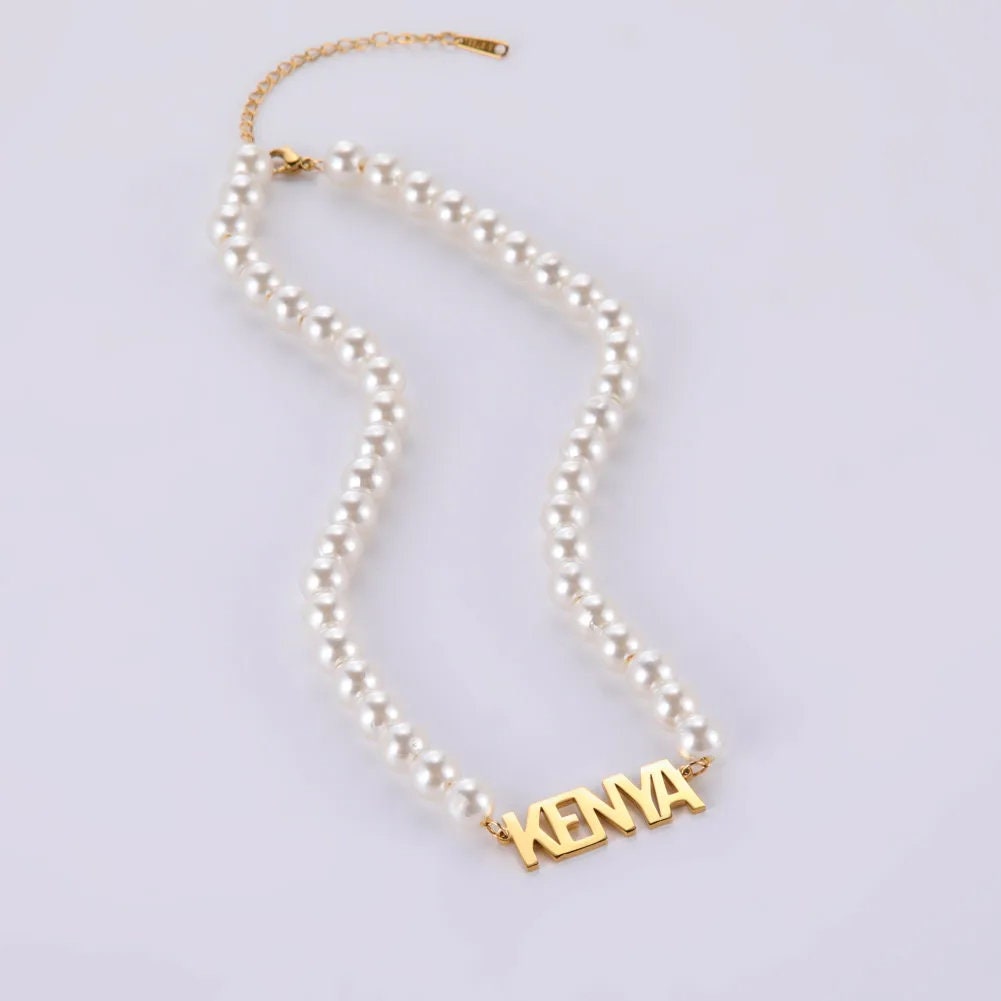 Custom Pearl Name Necklace